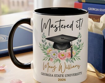 Taza "Lo logré", regalo personalizado de graduación de maestría, taza de graduación con nombre personalizado 2026, copa de graduación de maestría, regalo para graduados universitarios