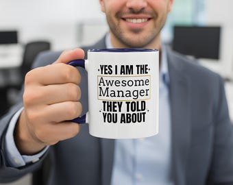Taza "Sí, soy el gerente increíble del que te hablaron", gerentes increíbles y divertidos, regalo para jefas, regalo promocional para gerentes, taza de café para oficina