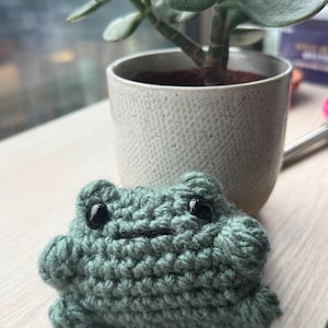 Large Crochet Frog Amigurumi | Cheeky Toad Desk Buddy, Handmade UK