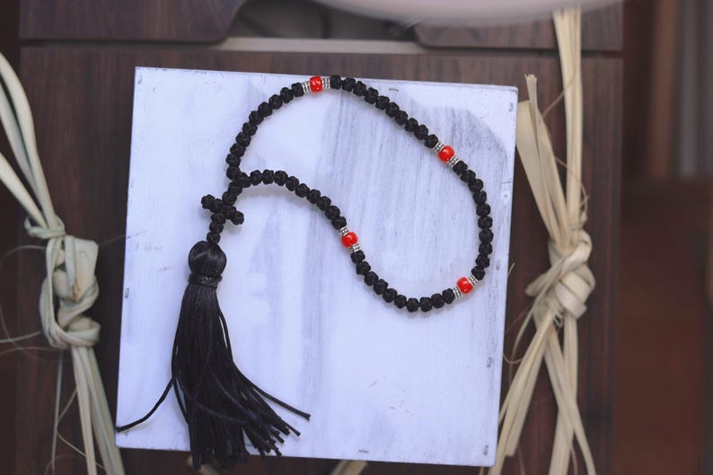50 Knot Prayer Rope - Handmade Black Orthodox Eastern Catholic Chotki ...