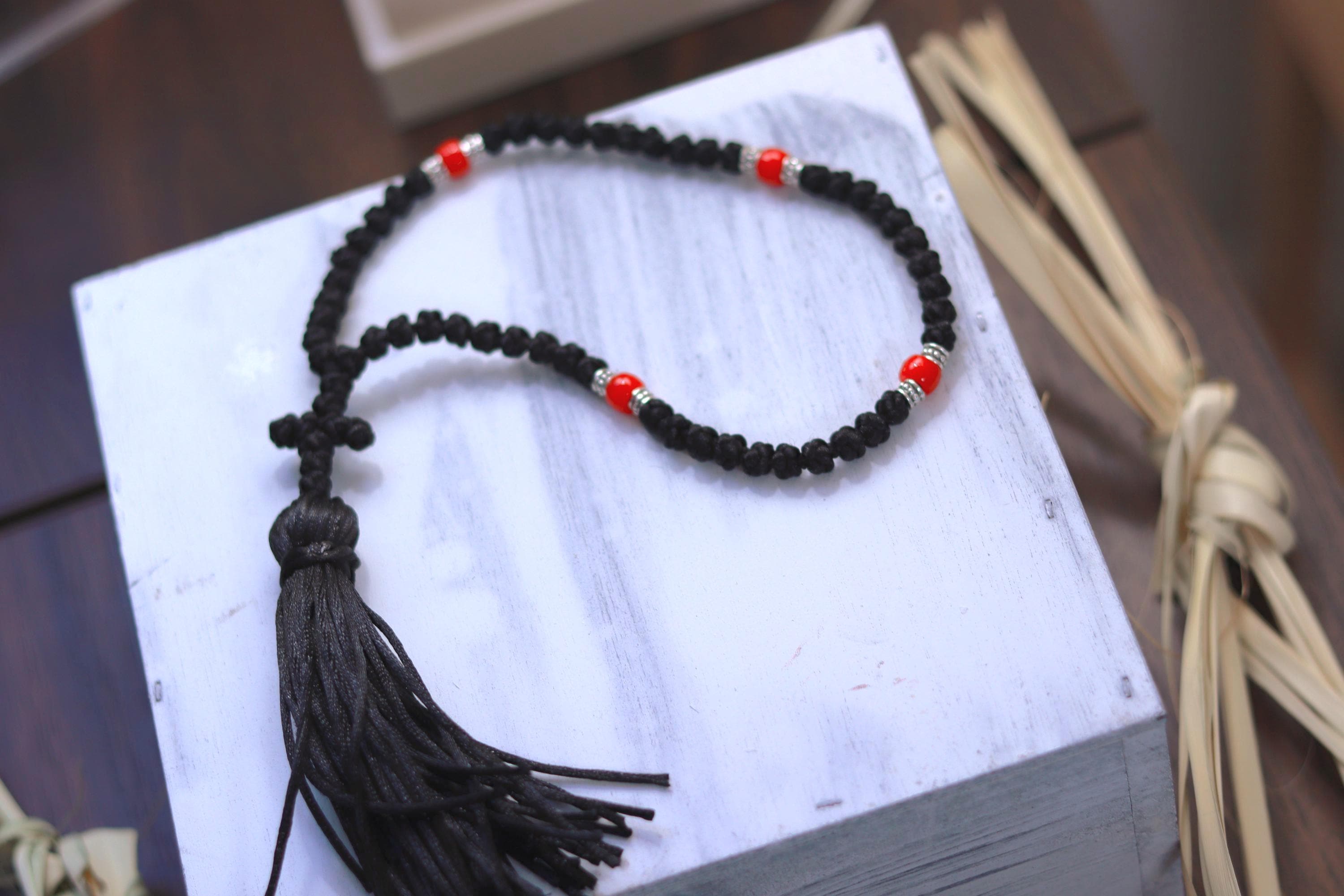 Chotki Making 50 Knot Prayer Rope - Handmade Black Orthodox Eastern Catholic Chotki ...