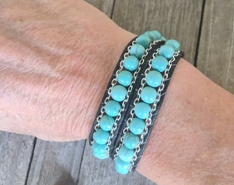 Pulsera turquesa/bota envolvente/gargantilla de 2 vueltas