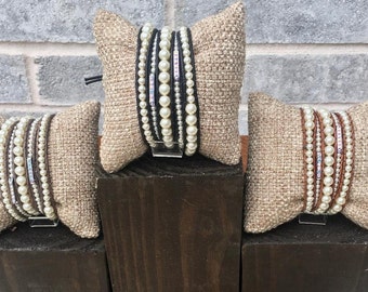 Pulsera premium de 5 vueltas con perlas y cristales