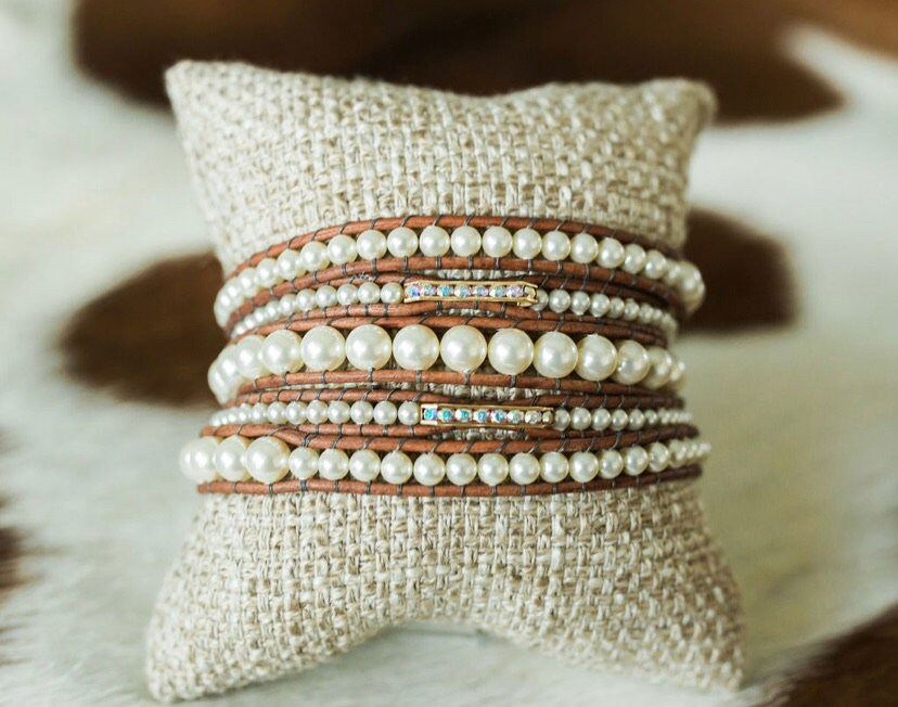 Premium Pearl & Crystal 5-wrap Bracelet - Etsy