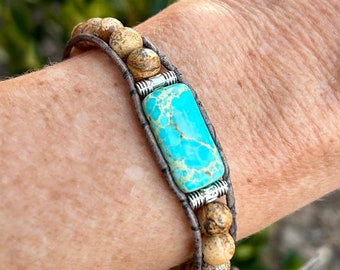 Jasper turquesa/imagen individual con foco