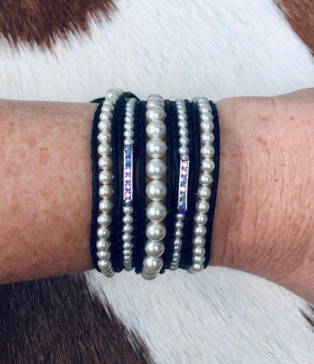 Premium Pearl & Crystal 5-wrap Bracelet - Etsy