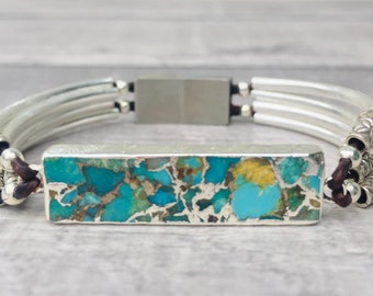 Manguito de piedra de mosaico turquesa