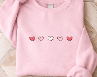 Heart Row Crewneck Sweatshirt | Minimalist Valentine's Day Sweater