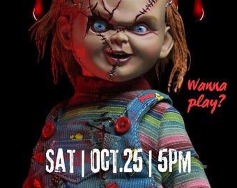 CHUCKY Party Animated Video Invitation: EDITABLE Canva Template with Music!
