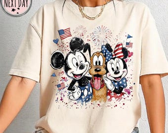 Disney 4th Of July Shirt - Comfort Colors® Disneyworld Characters USA Tee - Mickey and Friends Shirts