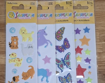 Vintage original Sandylion stickers puffy fuzzy