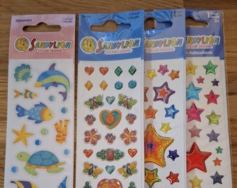 Vintage original Sandylion stickers, gem and shimmer stickers