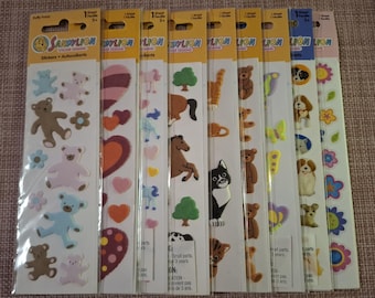 Vintage original Sandylion stickers puffy fuzzy, gems and glitter