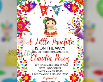 Fiesta Baby Shower Invitation | Mexican Invite, Little Panchita, Editable Evite (Digital Download 5x7" Printable Canva Template )