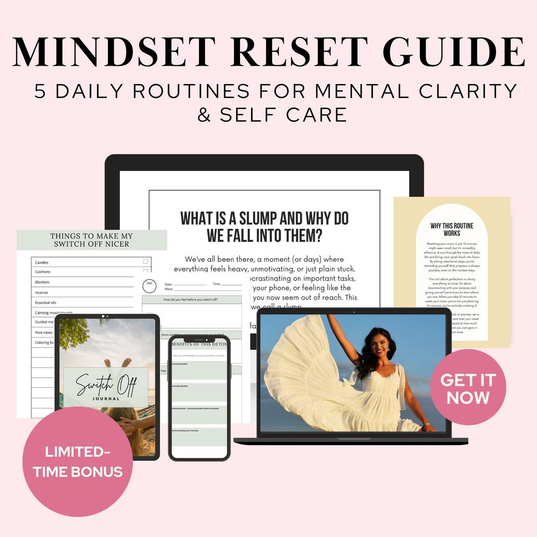 Mindset Reset Ebook, 5 Daily Routines Bundle | Self Care Ebook and ...
