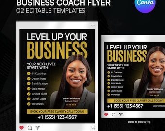 Business Coach Flyer, Life Coach Social Media Editable Instagram Promo, Coaching & Entrepreneur Marketing Template