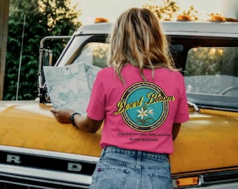 Desert Bloom T-Shirt | Retro Floral Emblem, Inspirational Quote