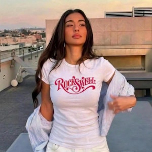 Rockswell Script Logo Tee | Vintage Retro Pink Typography T-Shirt