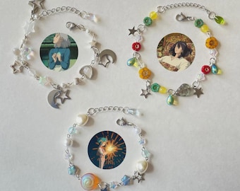 howls moving castle studio ghibli inspired glass and bead bracelets