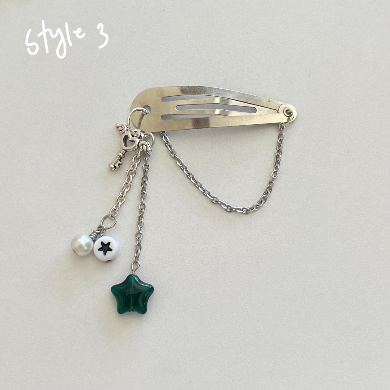 Star Cybercore Bow and Heart Steel Chained Y2k Hair Clip Barrette - Etsy