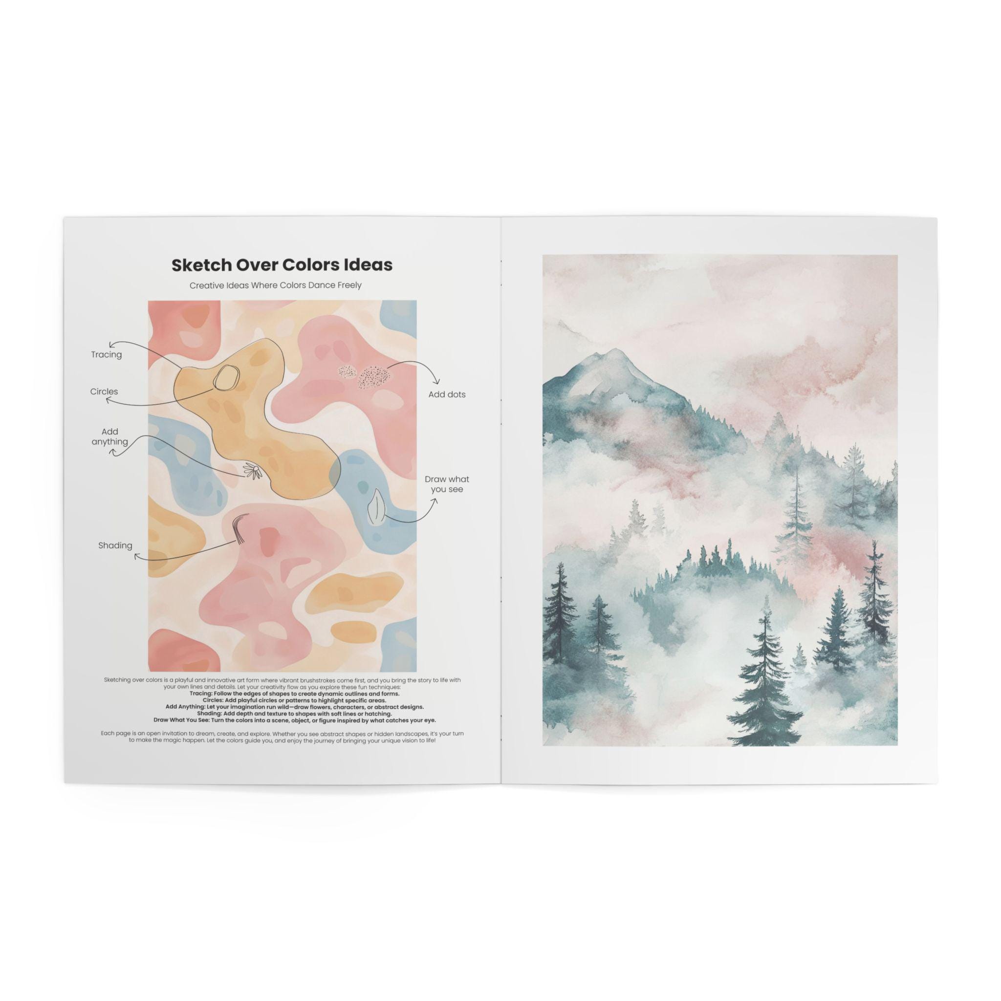 Watercolor Landscape Reverse Coloring Book - Etsy