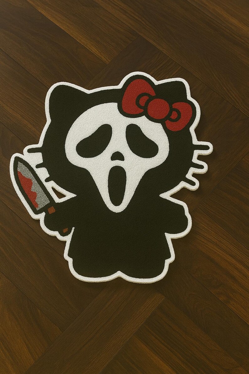 Custom Rug, Hello Kitty Ghostface, Scream, Halloween, Sanrio, Horror ...