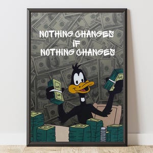 Ingenting förändras, om INGENTING FÖRÄNDRAS Motiverande väggkonsttryck | Modern motivationsposter | Inramad och oramad | A4/A3/A2-storlek