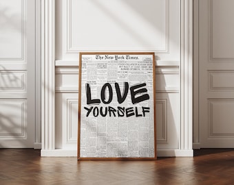 Póster "Ámate a ti mismo" / Arte mural de amor propio / Impresión con cita inspiradora / Decoración moderna minimalista / A4 / A3 / A2 / Con o sin marco