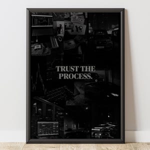 Motiverande väggkonsttryck med "Tillit på processen" | Modern svart estetisk poster | Inramad eller oramad | A4 A3 A2-storlekar