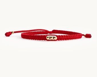 18k Solid Gold Red String Bracelet – Kabbalah Protection, Evil Eye Lucky Jewelry