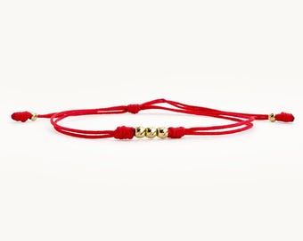 18k Solid Gold Diamond Cut Red String Bracelet – Kabbalah Protection, Evil Eye Jewelry