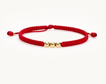18k Solid Gold Red String Bracelet – Kabbalah Protection, Evil Eye Jewelry