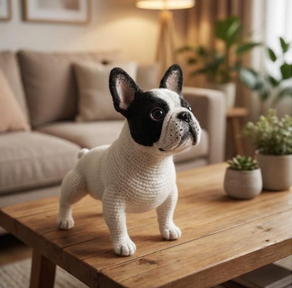 French Bulldog Amigurumi Pattern, Crochet Dog PDF, Cute Puppy Plushie Tutorial, Realistic Frenchie Toy, Stuffed Animal DIY, Digital Download