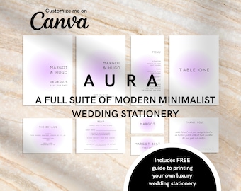 Modern Minimalist Template Wedding Stationery Full Suite - Invitations & Day Of