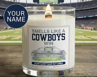 Personalized Dallas Cowboys Candle • Custom Natural Soy Candle • Wooden Wick • Football Fan Gift • NFL
