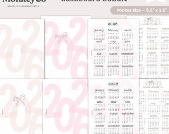 Pocket Size 2026 Planner Dashboard Bundle | Year-at-a-Glance & Dashboard Set | Digital Download