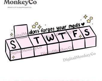 Don't Forget To Take Your Meds PNG | Hand-Drawn Art Clipart | Trendy Digital Stickers