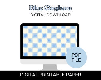 Blue Gingham -  Digital/Printable Paper *NOT seamless*