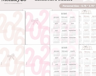 Personal Size 2026 Planner Dashboard Bundle | Year-at-a-Glance & Dashboard Set | Digital Download