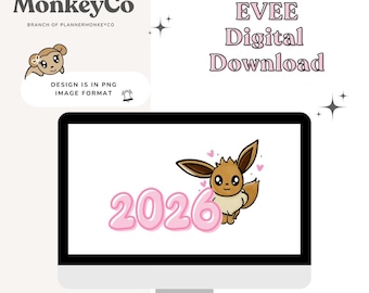 2026 Cute Evee PNG | Hand-Drawn Art Clipart | Trendy Digital Stickers