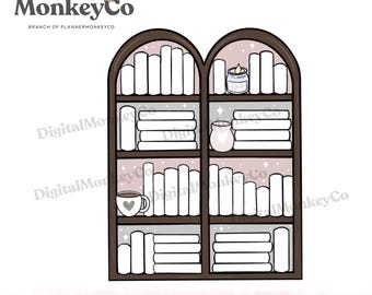 Romance Reader Bookshelf Doodle PNG | Hand-Drawn Art Clipart | Trendy Digital Stickers