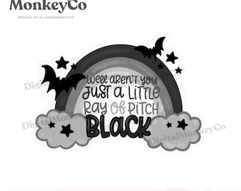 Just A Little Ray Of Pitch Black PNG | Hand-Drawn Art Clipart | Trendy Digital Stickers