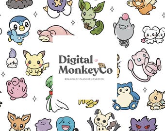 Pocket Planner Pals 2.0 (Transparent Background) -  Digital Wallpaper + Seamless Pattern Set