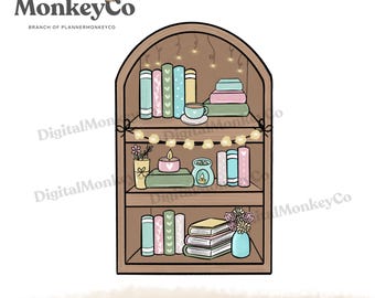 Boho Bookshelf Doodle PNG | Hand-Drawn Art Clipart | Trendy Digital Stickers