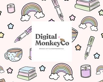 Pastel Rainbow Stationery -  Digital Wallpaper + Seamless Pattern Set