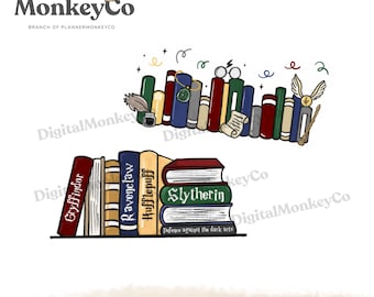 Wizard Bookish PNG (2 files) | Hand-Drawn Art Clipart | Trendy Digital Stickers
