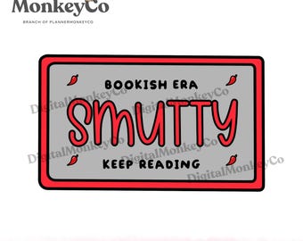 SMUTTY Bookish Licence Plate Doodle PNG | Hand-Drawn Art Clipart | Trendy Digital Stickers