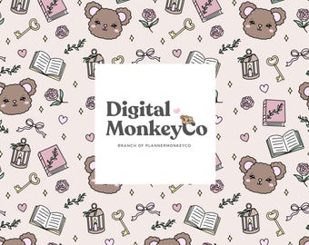 Cute Brown Bear -  Digital Wallpaper + Seamless Pattern Set