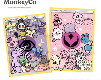 Psychic Energy + Fairy Energy Pokemon Custom Cards PNG | Hand-Drawn Art Clipart | Trendy Digital Stickers (2PC PNG's)