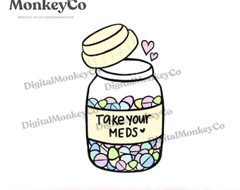 Take Your Meds PNG | Hand-Drawn Art Clipart | Trendy Digital Stickers